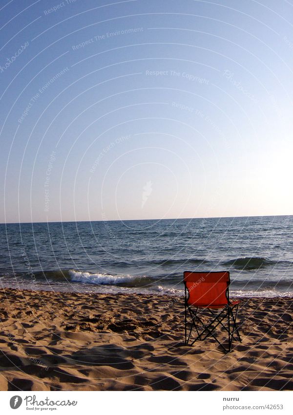 ruhe Meer Strand Italien Europa Stuhl Abend Sonne