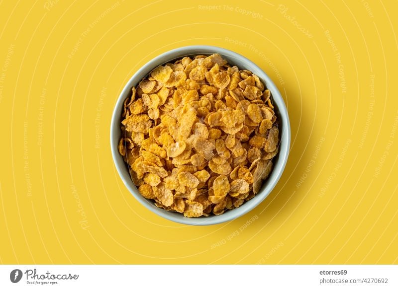 Cornflakes in einer blauen Schale Amerikaner Schalen & Schüsseln Frühstück Brunch Müsli Mais Knusprig knackig Molkerei Diät trocknen essen Energie Flocken