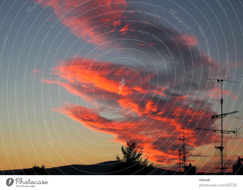 Abendhimmel Wolken rot Sonnenuntergang Himmel Farbe orange