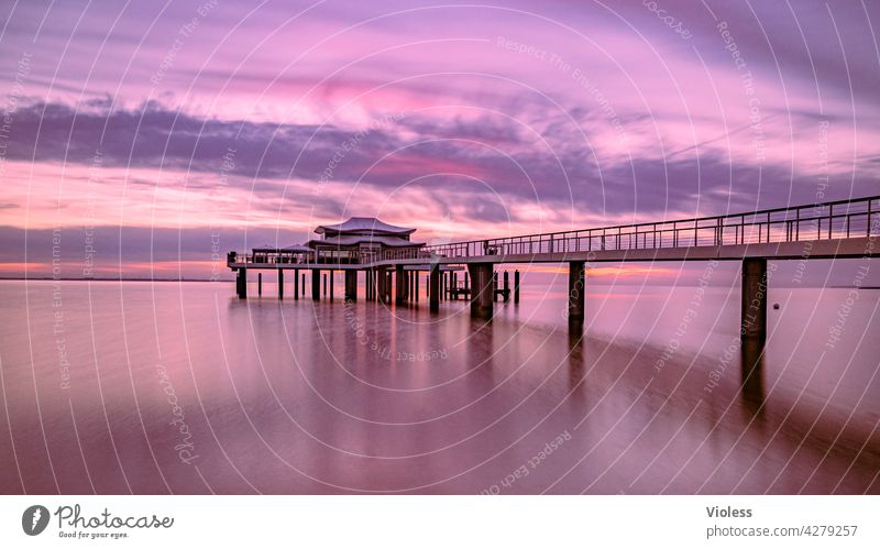 Timmendorfer Strand Panorama (Aussicht) entdecken Abenteuer gemütlich Fernweh Ferien & Urlaub & Reisen Meer Wasser Gefühle Sehnsucht Abenddämmerung Steg