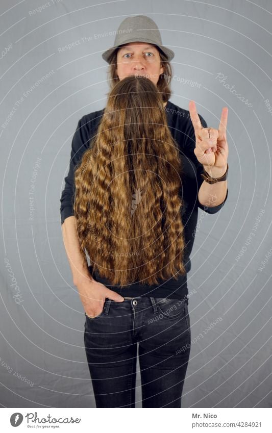 surreal I rock on Haare & Frisuren Bart Vollbart Macho Charakter Machogehabe selbstbewußt ZZ Top Täuschung Accessoire Hut lässig kreativ Kreativität abstrakt