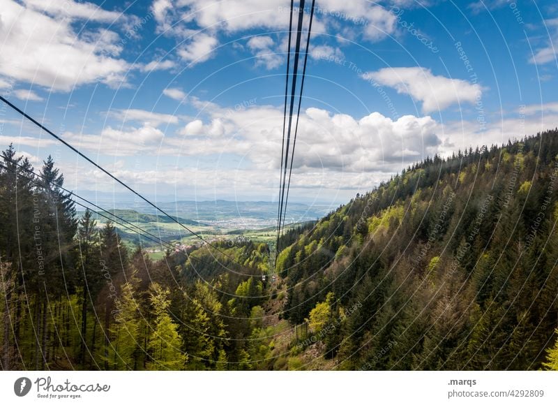 Rheintal Natur Wald Himmel Wolken Schönes Wetter Landschaft Seilbahn Sommer Horizont Hügel