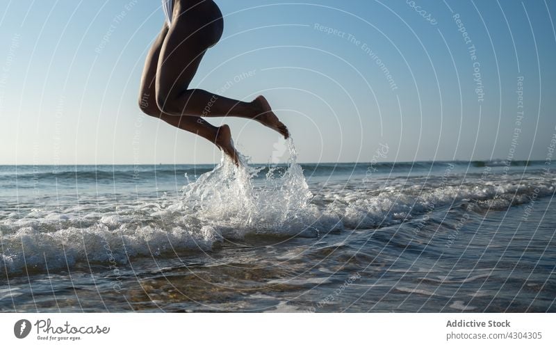 Schwarze Frau mit Zöpfen am Strand Bikini Sommer schwarz Afrikanisch Urlaub Zopf schön MEER jung Porträt Glück attraktiv Person Feiertag Afro-Look Hintergrund