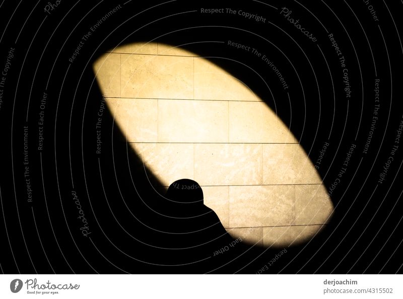 Schwarze Schatten Figur im hellen Sonnenschein. Licht Licht & Schatten Kontrast Sonnenlicht Farbfoto Menschenleer Lichterscheinung Tag Schönes Wetter