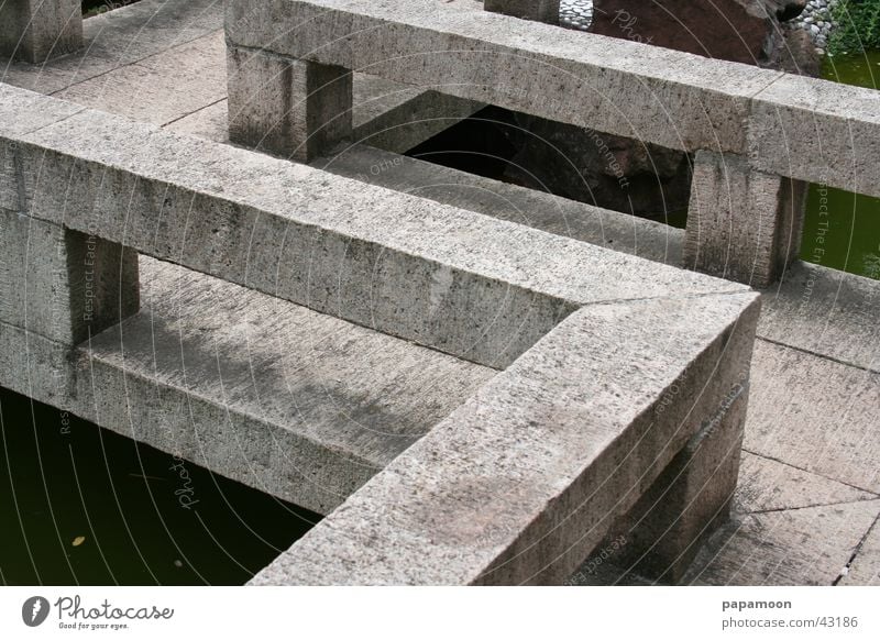 balustrade Steg Mauer Zen Brücke Geländer Ecke Stein Bauhaus Architektur