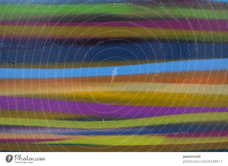 bunte Linien Striche Kunst abstrakt Kreativität Hintergrund mehrfarbig Sprayerei hell-blau hellgrün orange lila