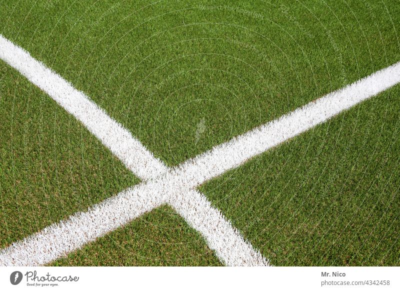 Markierungslinien x Spielfeld Fußballplatz Rasen Trainingsplatz grün Linie weiß grasgrün Sportrasen Kunstrasen Kunstrasenplatz Sportplatz Freizeit & Hobby Wiese