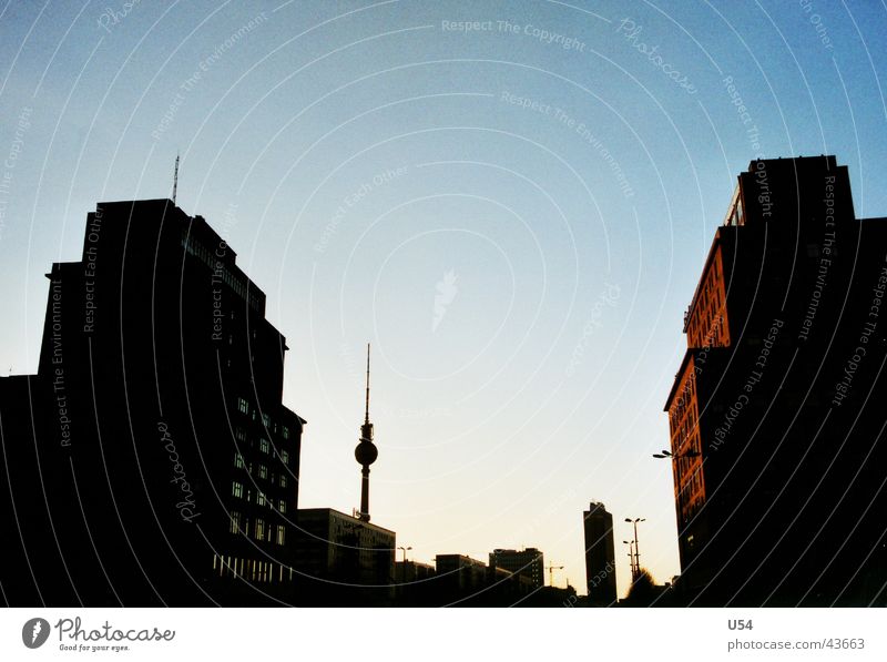 Sundown Berlin Silhouette Sonnenuntergang Architektur Profil Himmel Berliner Fernsehturm Strausberger Platz