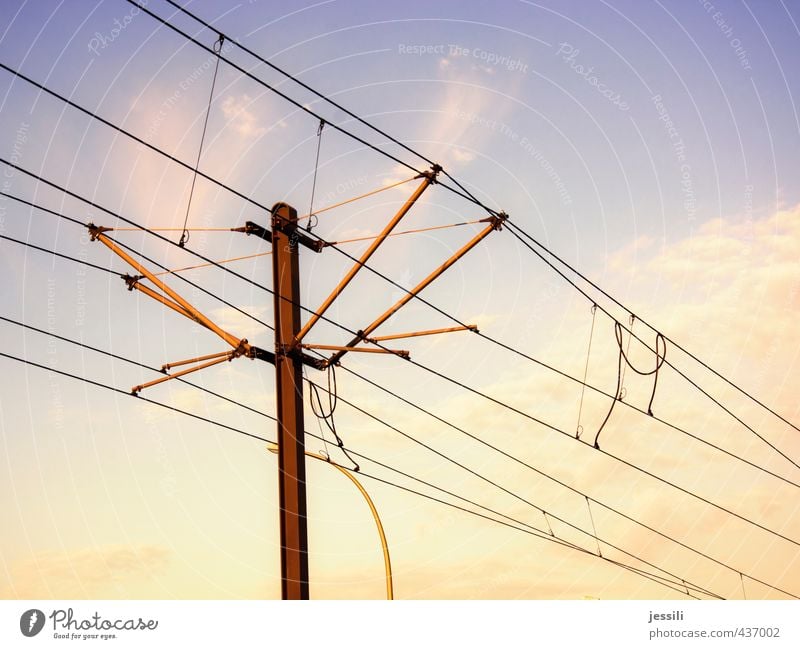 cableguy Kabel Bewegung Freude Idee Optimismus Dienstleistungsgewerbe Straßenbahn Oberleitung Leitung Mast Himmel Wolken Elektrizität Fröhlichkeit Farbfoto