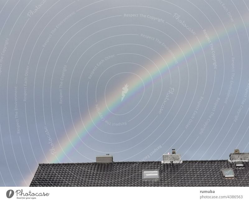 Regenbogen Farbe Himmel Bogen mehrfarbig Naturphänomene Licht Lichtstrahl Hoffnung regenbogenfarben