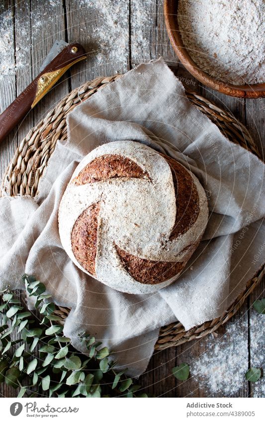 Laib Sauerteigbrot Brot gebacken frisch Lebensmittel Roggen Gesundheit organisch Korn lecker traditionell selbstgemacht weich Mehl geschmackvoll Amuse-Gueule