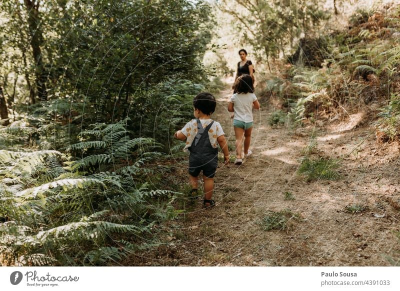 Mutter mit Kindern beim Wandern Familie & Verwandtschaft Geschwister Außenaufnahme Glück Farbfoto Erwachsene Eltern Zusammensein Freude Mensch Kindheit reisen