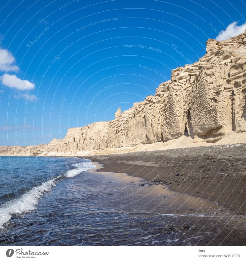 Strand von Santorin | White Beach Meer Ferien & Urlaub & Reisen Griechenland Insel Mittelmeer Kykladen Menschenleer Schönes Wetter Farbfoto