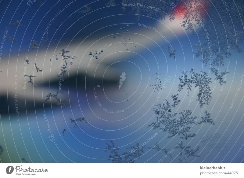 Eiskristalle Eisblumen Flugzeug kalt Detailaufnahme Schnee