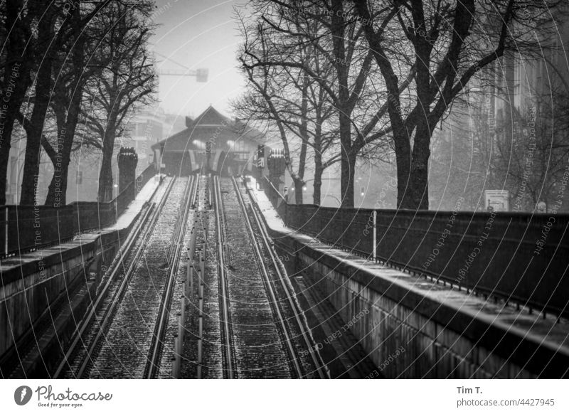 Hochbahn Schönhauser Allee im Schneetreiben Prenzlauer Berg schneetreiben s/w Berlin Stadtzentrum Hauptstadt Außenaufnahme Altstadt Menschenleer Bauwerk Tag