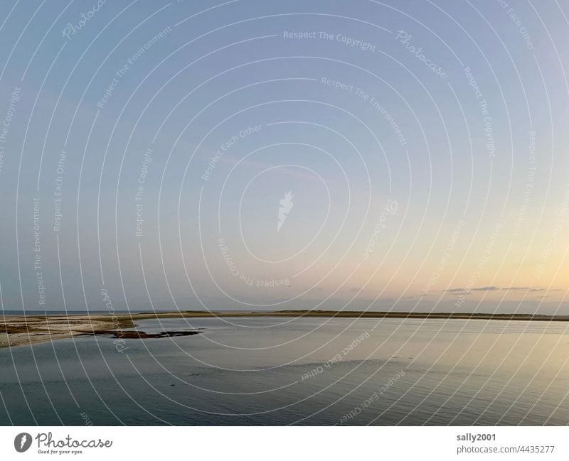 Abendstimmung an der Nordsee Meer Gezeiten Wattenmeer Dämmerung Sonnenuntergang Abendrot Strand Küste Ferien & Urlaub & Reisen Horizont Sommer Ferne Erholung