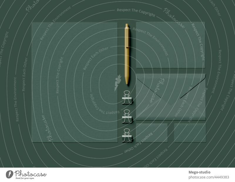 3D-Illustration. Branding Identität Briefpapier Set Mockup. 3d Attrappe Kulisse Markenbildung Business Schreibwarenhandlung korporativ Präsentation Layout