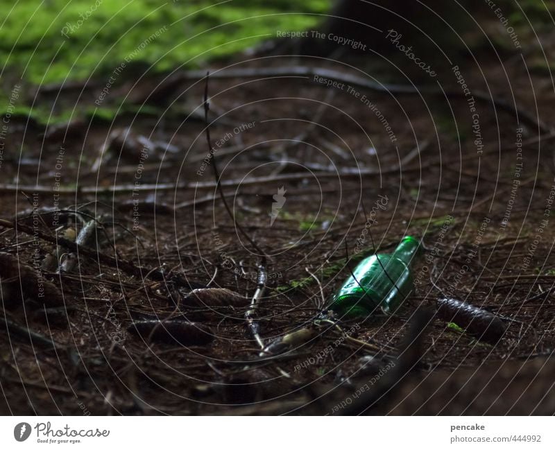 waldeinsamkeit Flasche Urelemente Erde Wald Zeichen Gefühle Laster Kraft Willensstärke Trauer Müdigkeit Alkoholsucht Sucht Einsamkeit Selbstmord trösten Glas