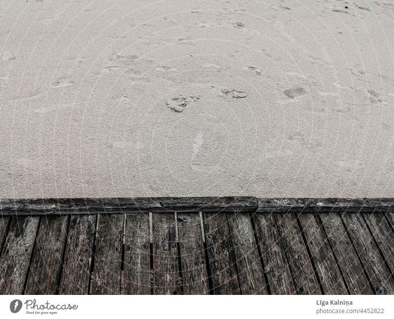 Holzweg und Strandsand Hintergrund Hintergrundbild Waldpfad Weg Natur Wege Sand Sandstrand Küste Menschenleer Landschaft Meer