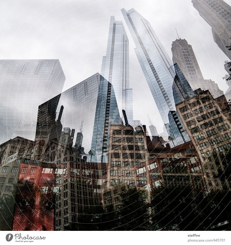 Ch-Chicago. USA Stadtzentrum Skyline überbevölkert Hochhaus Doppelbelichtung Farbfoto Außenaufnahme