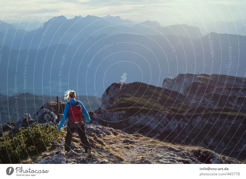 Gipfelsturm Freizeit & Hobby Ausflug Abenteuer Ferne Freiheit Sommer Sommerurlaub Berge u. Gebirge wandern Sport Mensch feminin Junge Frau Jugendliche