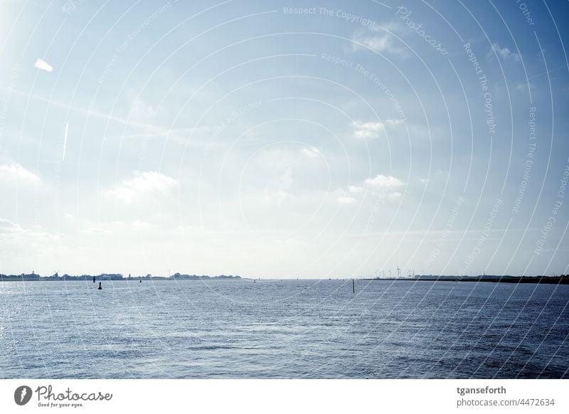 Blick in den Dollart Ems Ostfriesland Wasser Meer nordsee Nordsee Küste Außenaufnahme Ferien & Urlaub & Reisen Horizont Wolken Farbfoto Landschaft Ferne