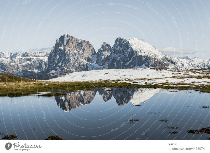 Zuckerberg winter winterlicht gezuckert gepudert schnee schneebedeckt Berge u. Gebirge berge Schneebedeckte Gipfel bergspitzen plattkofel langkofel wintersee