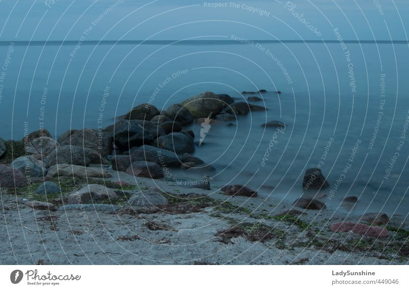 Blueprint Sommer Strand Meer Natur Sand Wasser Nachthimmel Horizont Schönes Wetter Küste Bucht Ostsee Erholung blau Romantik schön Zufriedenheit Gedeckte Farben