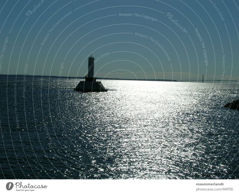 Leuchtturm Meer Morgen Horizont Michigan Peninsula de Zapata Halbinsel Schifffahrt Schimmerung Morgendämmerung Mackinac Einsamkeit Brücke