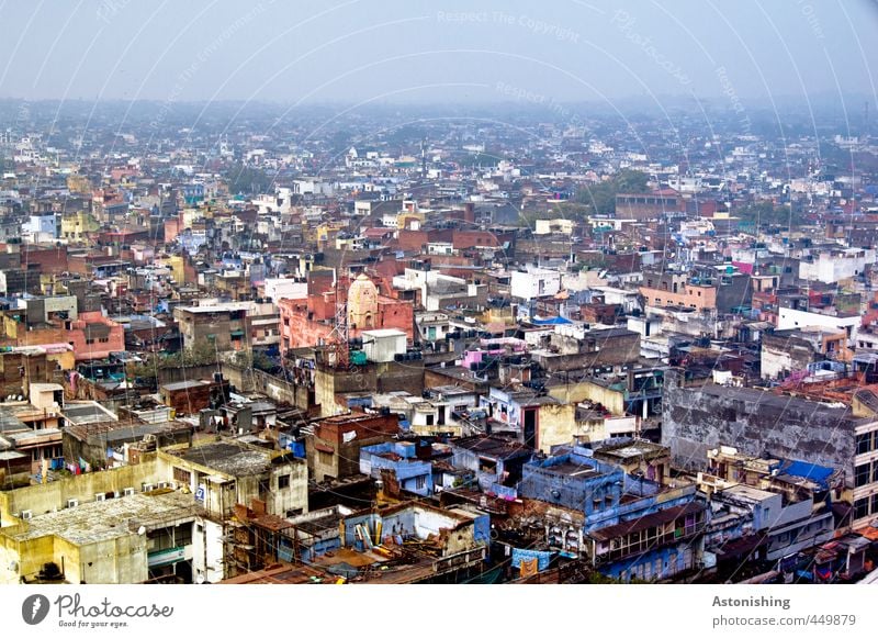 DELHI - soweit das Auge reicht Landschaft Himmel Horizont Nebel Delhi Indien Asien Stadt Hauptstadt Stadtzentrum bevölkert überbevölkert Haus Hütte Bauwerk