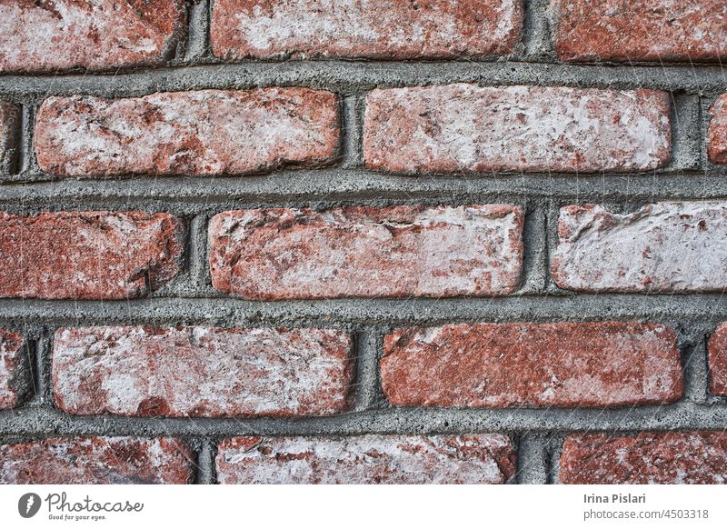 Schöne blaue Backsteinmauer als Hintergrund oder Textur. ideale gerade Linien abstrakt Architektur Schönheit Klotz Baustein Ziegel Mauerwerk hell braun bauen