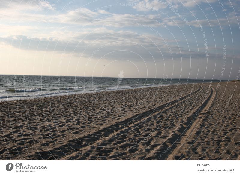 morgendlicher Strandspaziergang Morgen Sonnenaufgang Wolken Meer Spaziergang Sylt Ferien & Urlaub & Reisen Rauschen Weitwinkel Sand Wege & Pfade Spuren Wasser