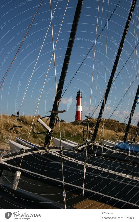 Fernweh Leuchtturm Wasserfahrzeug Segeln Gras Wiese Meer Ferien & Urlaub & Reisen Sylt Europa Stranddüne Himmel