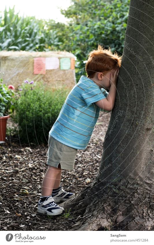 1,2,3,8,12,6.... ich komme! Spielen Mensch maskulin Kleinkind Junge 1-3 Jahre Natur Sommer Schönes Wetter rothaarig stehen niedlich Freude Vorfreude Kindheit