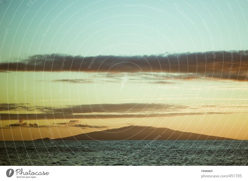 abends Umwelt Natur Landschaft Himmel Wolken Schönes Wetter Berge u. Gebirge Wellen Küste Meer Insel Wärme beschaulich Erholung Sonnenuntergang Romantik