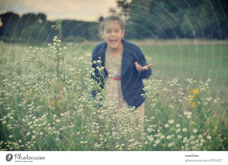 sommer feminin Mädchen Kindheit Leben Körper Haut Kopf Haare & Frisuren Gesicht 1 Mensch 3-8 Jahre Umwelt Natur Landschaft Sommer Blume Gras Sträucher Wiese