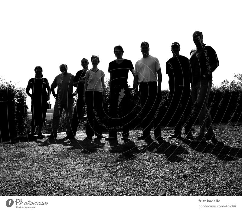 tengerin doo Gegenlicht Menschengruppe Schwarzweißfoto