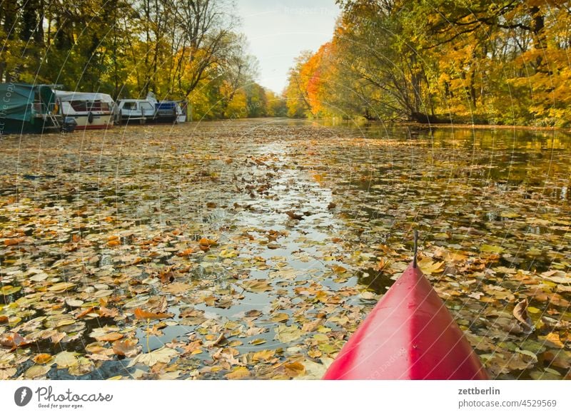 Kanu im Herbst ausflug boot erholung ferien fluß herbst herbstlaub kanal landschaft laubfärbung natur paddel paddelboot ruderboot schiff schifffahrt see sport