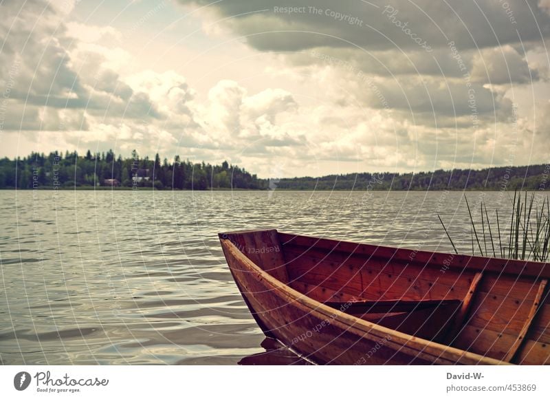 auf zu neuen Ufern Erholung ruhig Abenteuer Ferne Insel Natur Landschaft Wasser Wolken Wetter Küste Seeufer Holz entdecken Ferien & Urlaub & Reisen braun grau