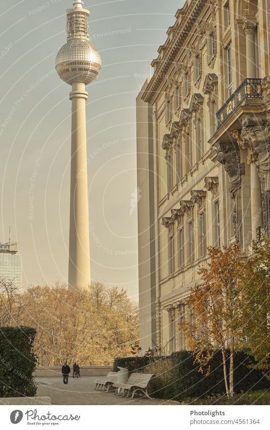 Fassade des Humboldt-Forums im Hintergrund der Berliner Fernsehturm Alex Hauptstadt Wahrzeichen Turm Sehenswürdigkeit Tourismus Architektur Großstadt Kugel