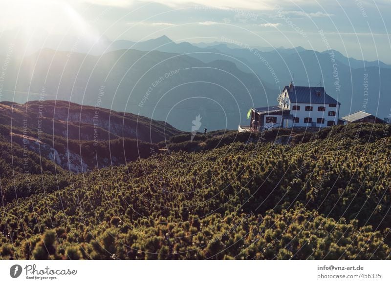 Ziel Licht Außenaufnahme Landschaft Berge u. Gebirge Hügel Natur Aussicht Himmel Wolken Feld Ferne Freude Moos Gras Sträucher Freiheit Stimmung Farbfoto