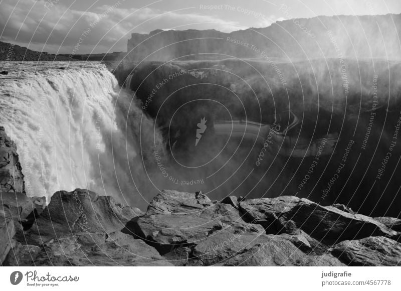 Island Wasserfall Dettifoss Natur Landschaft Kraft Schlucht Fluss Berge u. Gebirge natürlich wild fließen Felsen Urelemente nass Klima kalt gigantisch