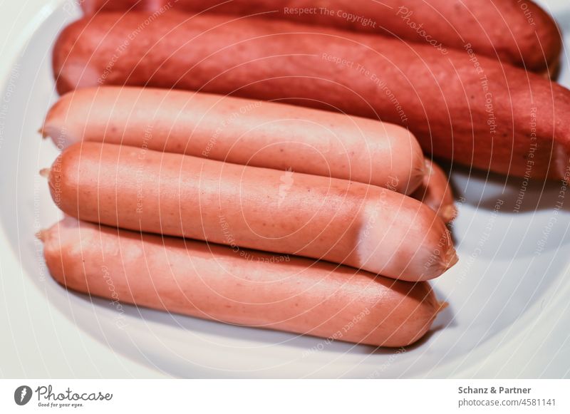 Wiener und Bockwürstchen Wienerwürstchen Wiener-Würstchen Rindswurst Bockwurst Wurst Fleisch Teller Küche Kochen essen Ernährung Lebensmittel Mittagessen