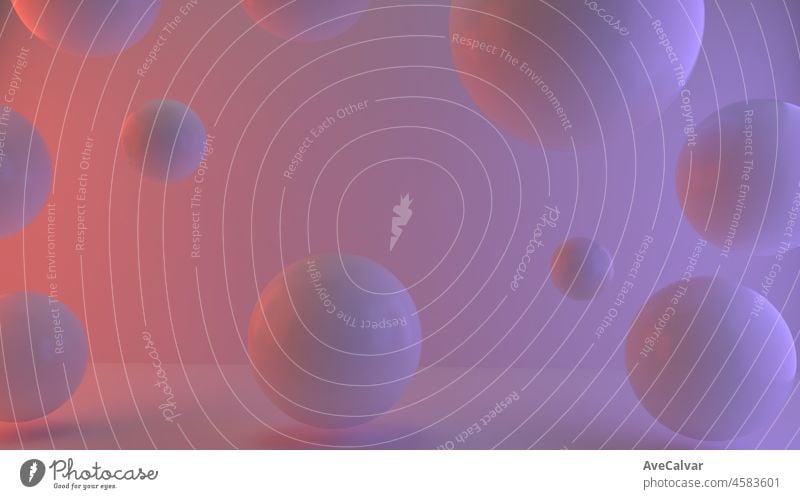 3d Rendering Illustration für Werbung. Floating farbigen weißen Kugeln in den weißen Hintergrund. 3d Rendering Design. Bereit, als Hintergrund für Abdeckungen, Websites, Werbung verwendet werden