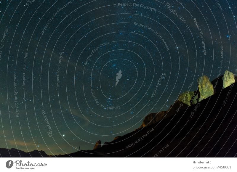 Unterm Sternenzelt (1): Sellatürme Himmel Wolken Nachthimmel Sommer Schönes Wetter Hügel Felsen Alpen Berge u. Gebirge Gipfel glänzend leuchten stehen dunkel