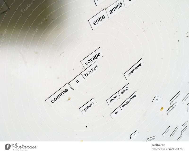 FRanzösisch lernen sprache französisch wort schule vokabel unterricht sprachschule wand wörter schreiben begriff therm satzglied grammatik orthografie satzbau