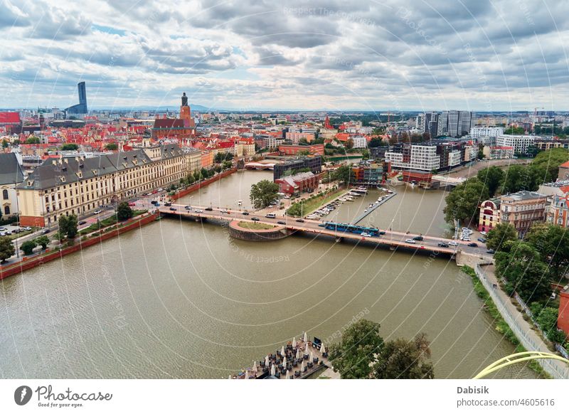 Breslau Stadtpanorama. Altstadt von Wroclaw, Luftaufnahme Großstadt Panorama Stadtbild Polen Europa Architektur Dach Gebäude reisen Tourismus Wahrzeichen Turm