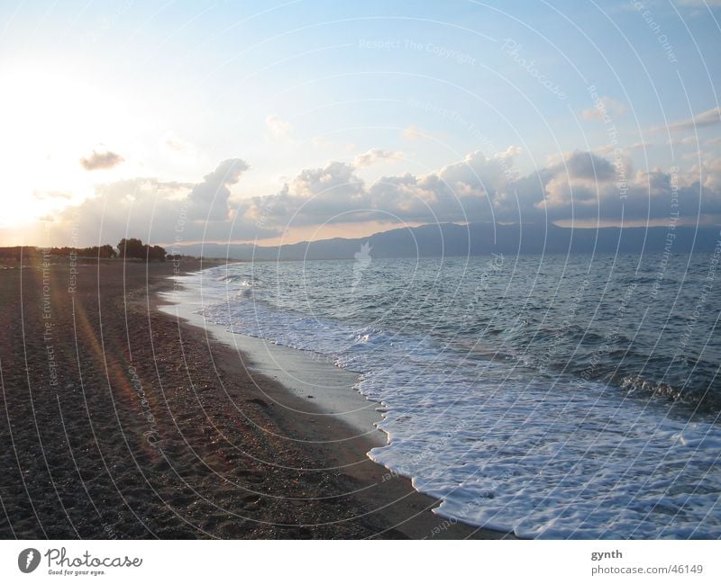 Ägäis am Abend Meer Wellen Ferien & Urlaub & Reisen Wolken Sonnenuntergang Stimmung Strand Wärme Gefühle Sand