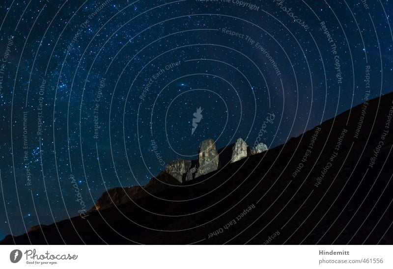 Unterm Sternenzelt (4): Sellatürme Urelemente Erde Luft Wolkenloser Himmel Nachthimmel Sommer Schönes Wetter Hügel Felsen Alpen Berge u. Gebirge Gipfel Stein