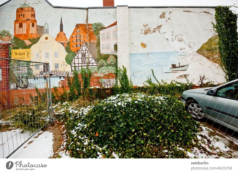 Wandbild von Wolgast in Wolgast antik bodden fischerdorf hafenstadt hanse hansestadt historisch kalt kleinstadt mecklenburg meckpomm meer mv neuschnee ostsee